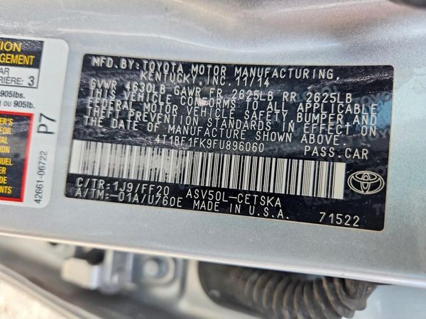 2015 TOYOTA CAMRY — VINS