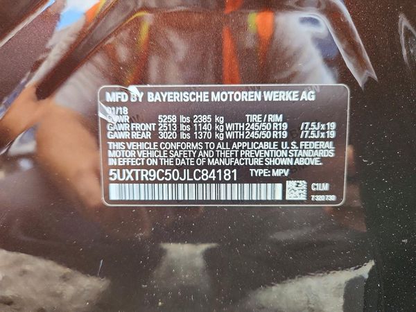 2018 BMW X3 sDrive30i — VINS