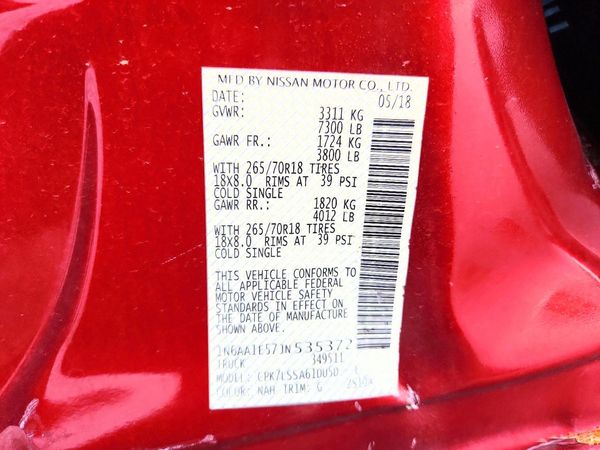2018 NISSAN TITAN — VINS