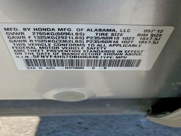 2013 HONDA PILOT EX-L — VINS