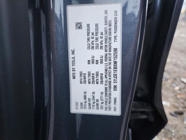 2022 TESLA MODEL 3 — VINS