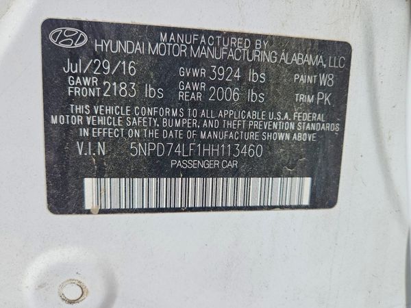 2017 HYUNDAI ELANTRA SE Base — VINS