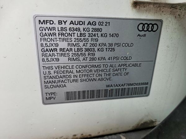 2021 AUDI Q7 quattro Premium — VINS