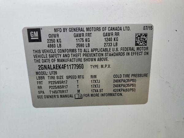 2015 CHEVROLET EQUINOX LS — VINS