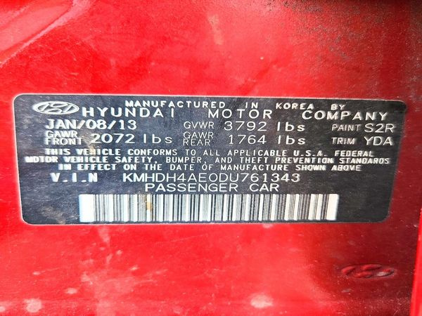 2013 HYUNDAI ELANTRA — VINS