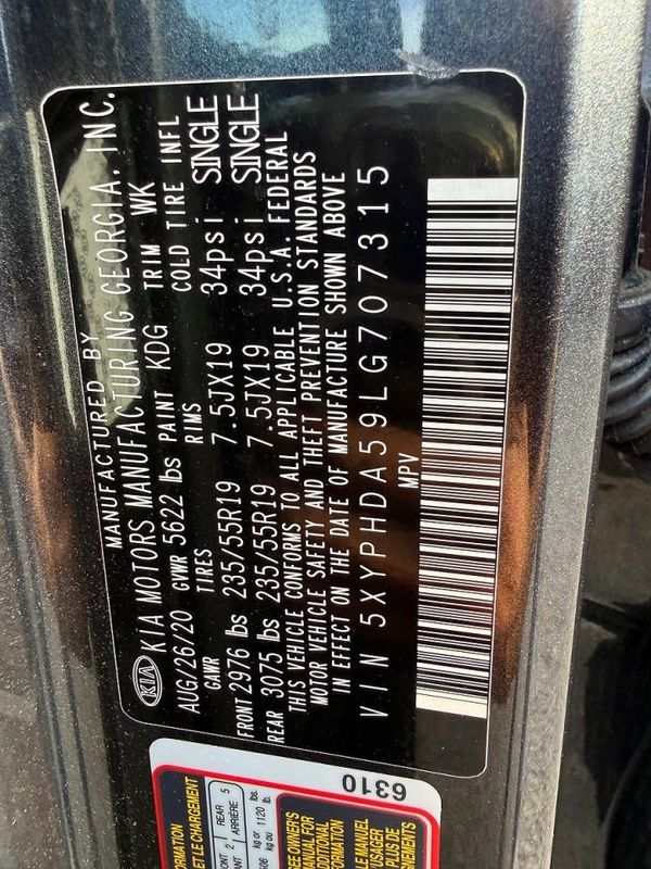 2020 KIA SORENTO EX, S