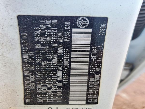 2013 TOYOTA CAMRY — VINS