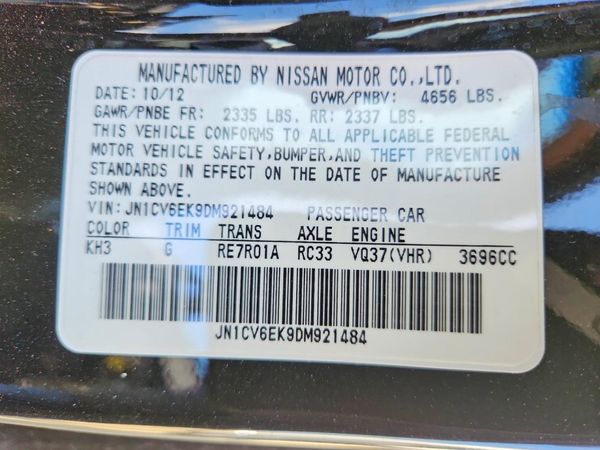 2013 INFINITI G37 — VINS