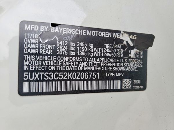 2019 BMW X3 M40i — VINS