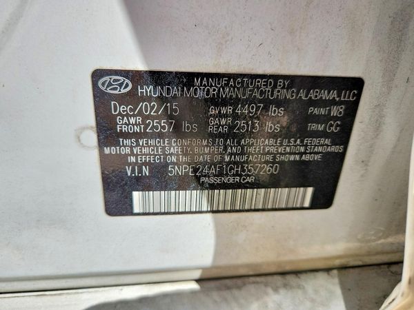 2016 HYUNDAI SONATA — VINS