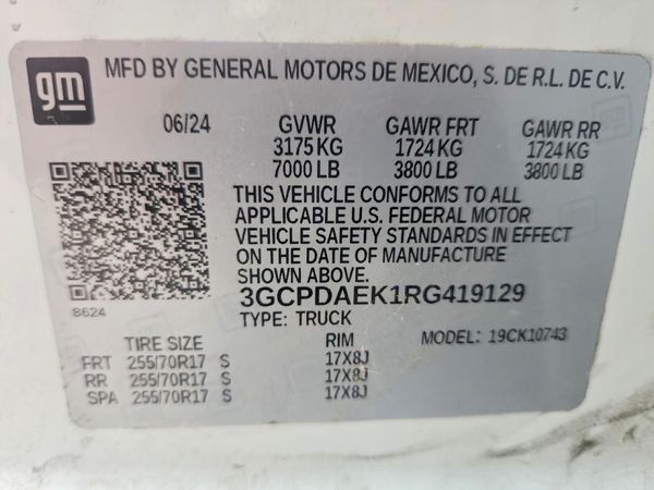 2024 CHEVROLET SILVERADO Work Truck — VINS