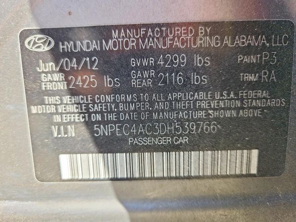 2013 HYUNDAI SONATA — VINS