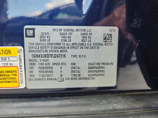 2015 CHEVROLET TRAVERSE LTZ — VINS