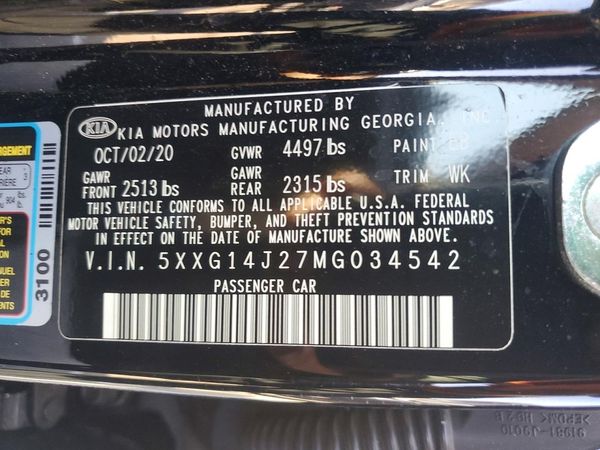 2021 KIA K5 LXS — VINS