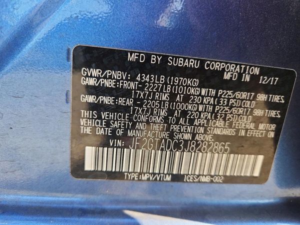 2018 SUBARU CROSSTREK Premium+ES+BSD — VINS
