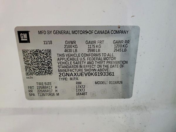 2019 CHEVROLET EQUINOX LT (1LT) — VINS