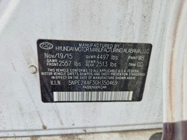 2016 HYUNDAI SONATA — VINS