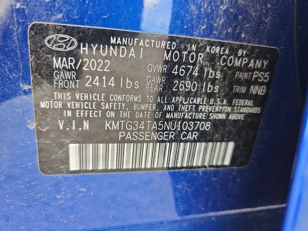 2022 GENESIS G70 2.0T, 2.0T Prestige — VINS
