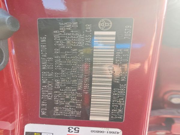 2018 TOYOTA CAMRY XSE — VINS
