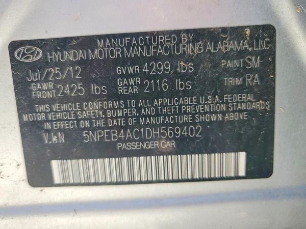 2013 HYUNDAI SONATA — VINS