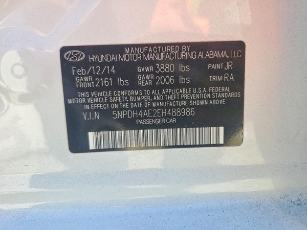 2014 HYUNDAI ELANTRA GLS(Middle) — VINS