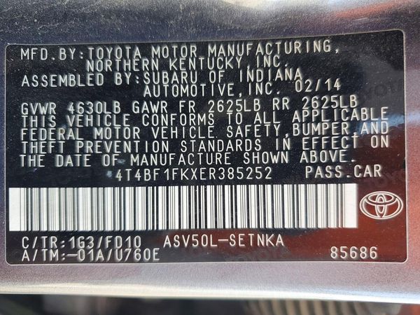 2014 TOYOTA CAMRY — VINS
