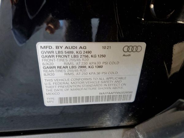 2022 AUDI Q5 S Line quattro Prestige — VINS