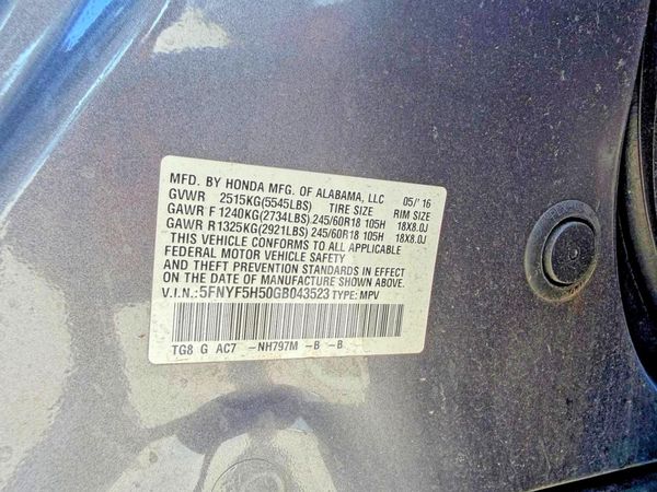 2016 HONDA PILOT EXL