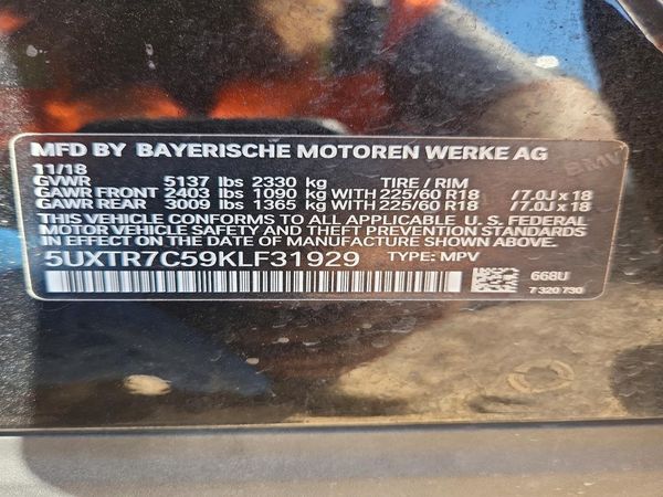 2019 BMW X3 — VINS