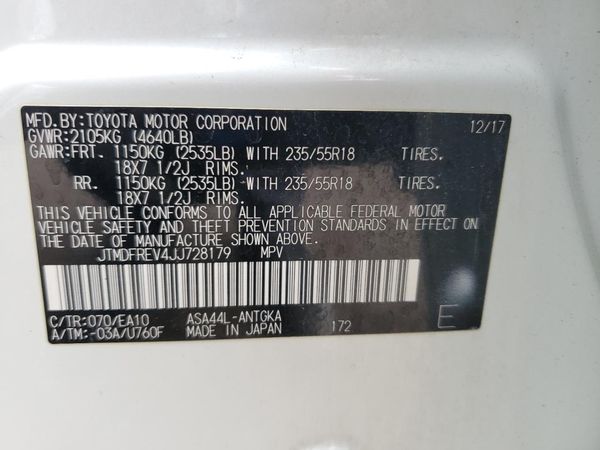 2018 TOYOTA RAV4 Ltd/Platinum