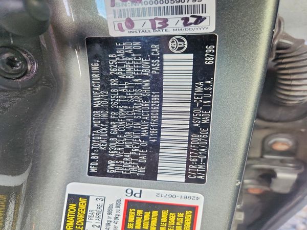 2012 TOYOTA CAMRY — VINS