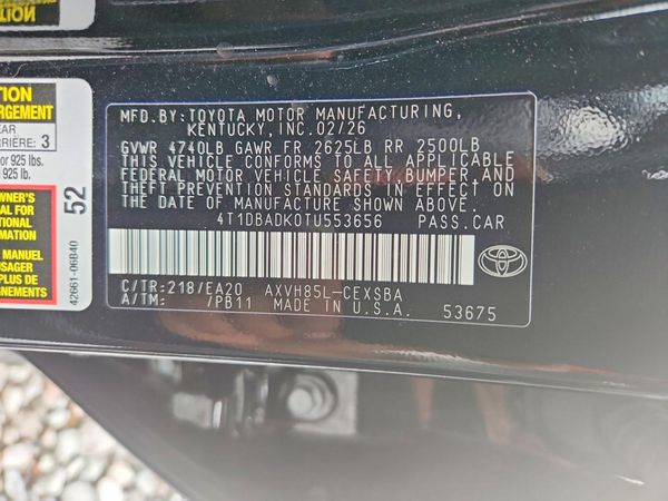 2026 TOYOTA CAMRY — VINS