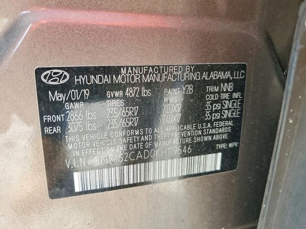 2019 HYUNDAI SANTA FE SE — VINS
