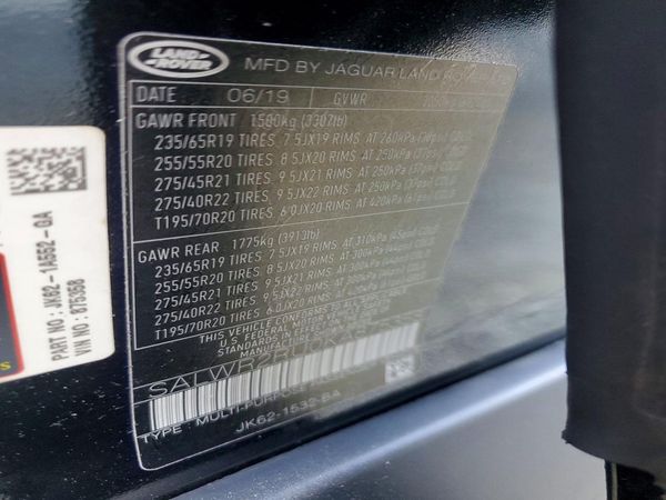 2019 LAND ROVER RANGE ROVER SPORT HSE — VINS
