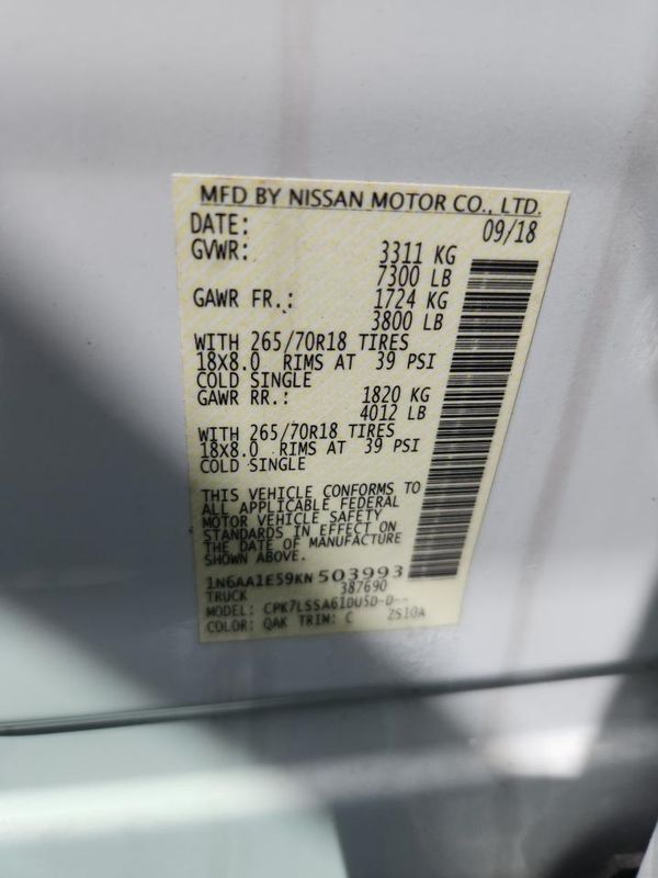 2019 NISSAN TITAN — VINS
