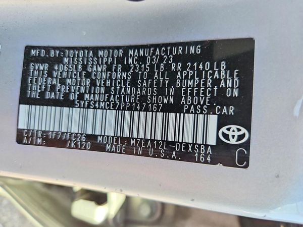 2023 TOYOTA COROLLA SE — VINS