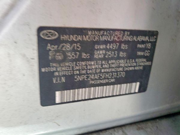 2015 HYUNDAI SONATA SE, ECO — VINS
