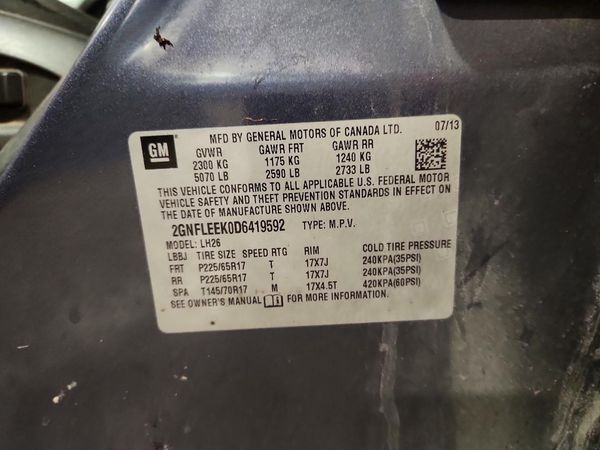 2013 CHEVROLET EQUINOX 1LT — VINS