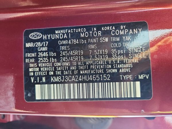 2017 HYUNDAI TUCSON — VINS