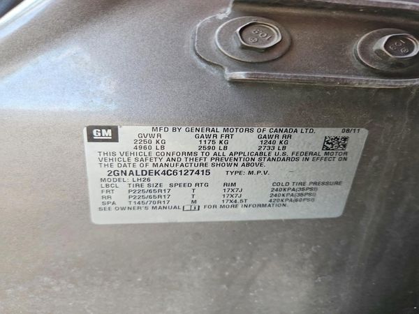2012 CHEVROLET EQUINOX 1LT — VINS
