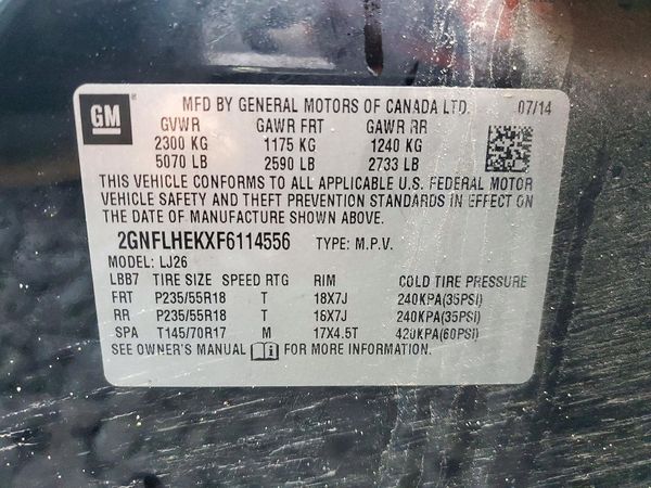 2015 CHEVROLET EQUINOX LTZ — VINS