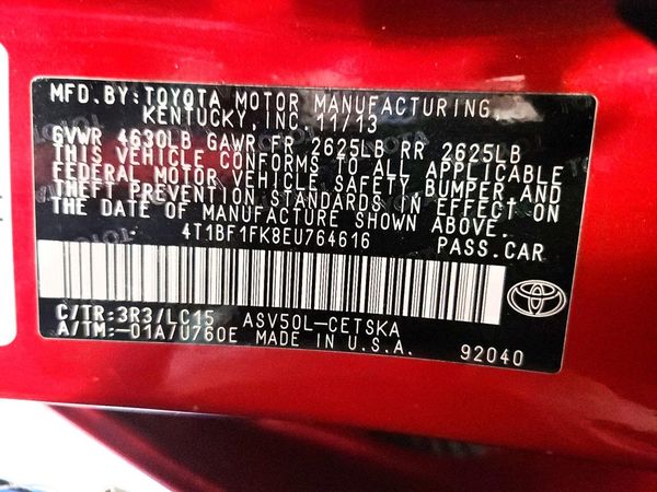 2014 TOYOTA CAMRY — VINS
