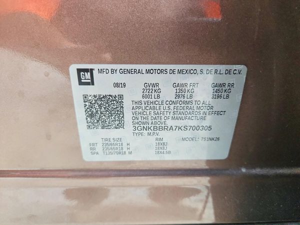 2019 CHEVROLET BLAZER 1LT — VINS