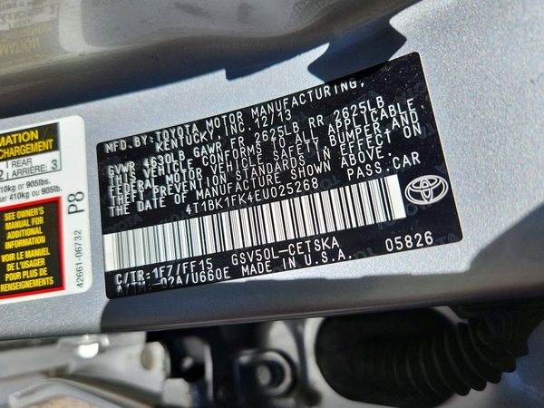 2014 TOYOTA CAMRY — VINS