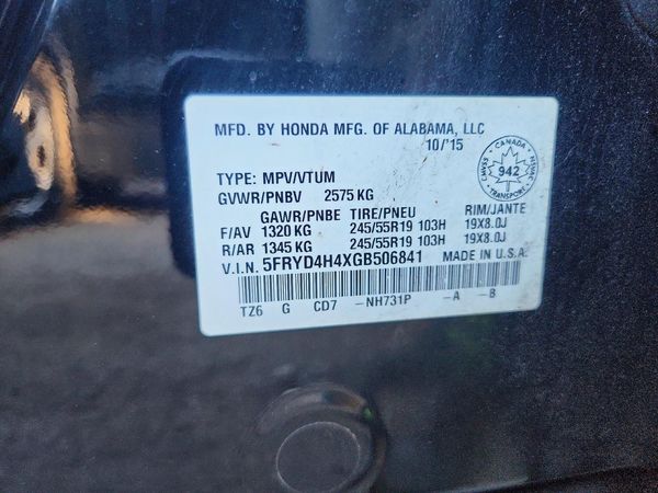2016 ACURA MDX SH-AWD w/Tech — VINS