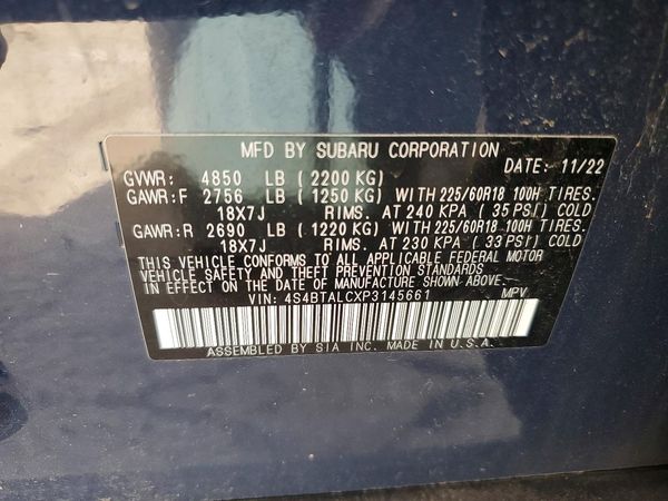2023 SUBARU OUTBACK — VINS