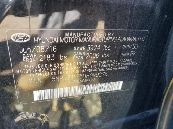 2017 HYUNDAI ELANTRA — VINS