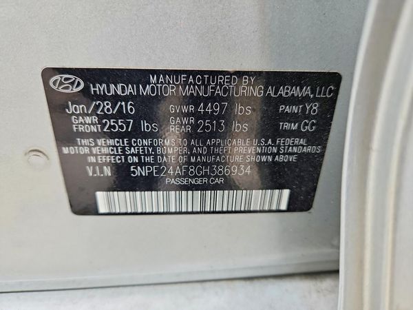 2016 HYUNDAI SONATA — VINS