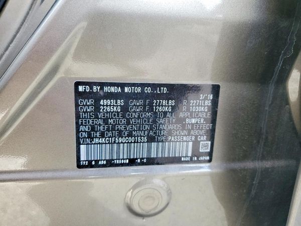 2016 ACURA RLX Technology Package — VINS
