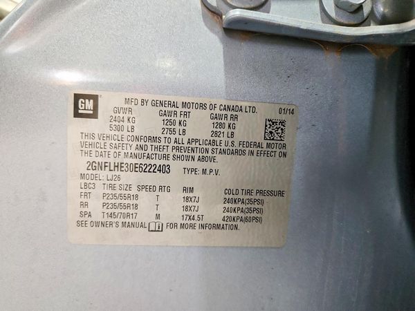 2014 CHEVROLET EQUINOX LTZ — VINS